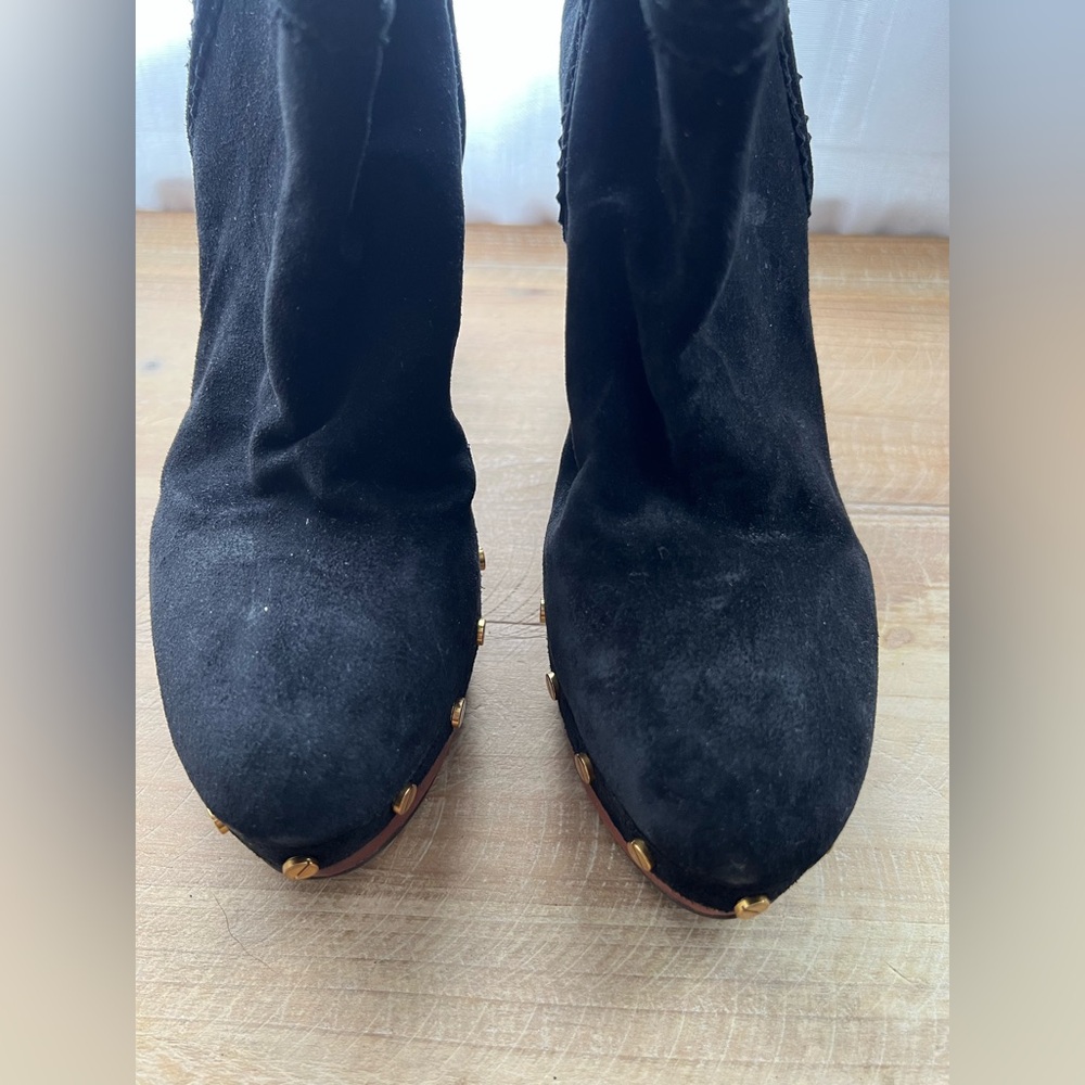 Veronica Beard Glendale Suede Clog Knee Boots in Black Size 7.5 New - Picture 3 of 9